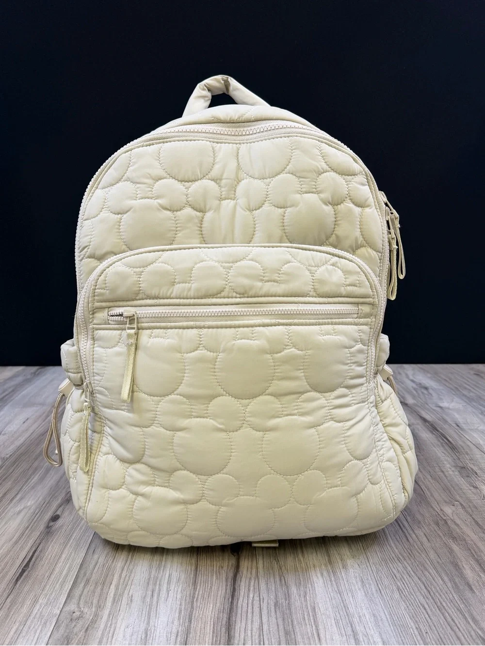 Vera Bradley Disney Bancroft Backpack Quilted Mickey Pumice Stone Beige NEW